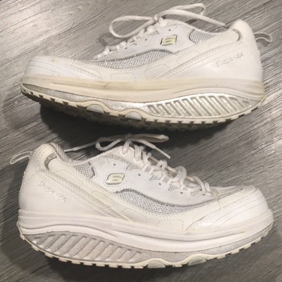 SKECHERS SHAPE-UPS size 8 ROCKIN OUT 12307-WHIte Leather - Picture 1 of 8